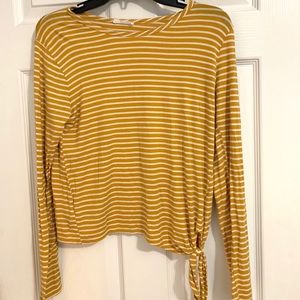 Olivia Rae: Yellow and White Striped Top With Bow